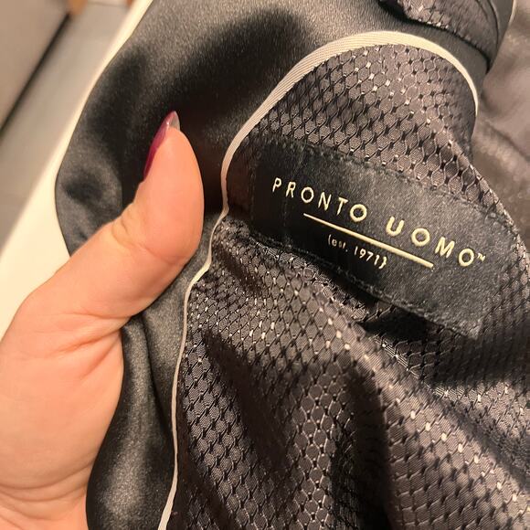 Pronto Uomo Black Wool Blend Tuxedo Blazer Sz 39R - Picture 4 of 12